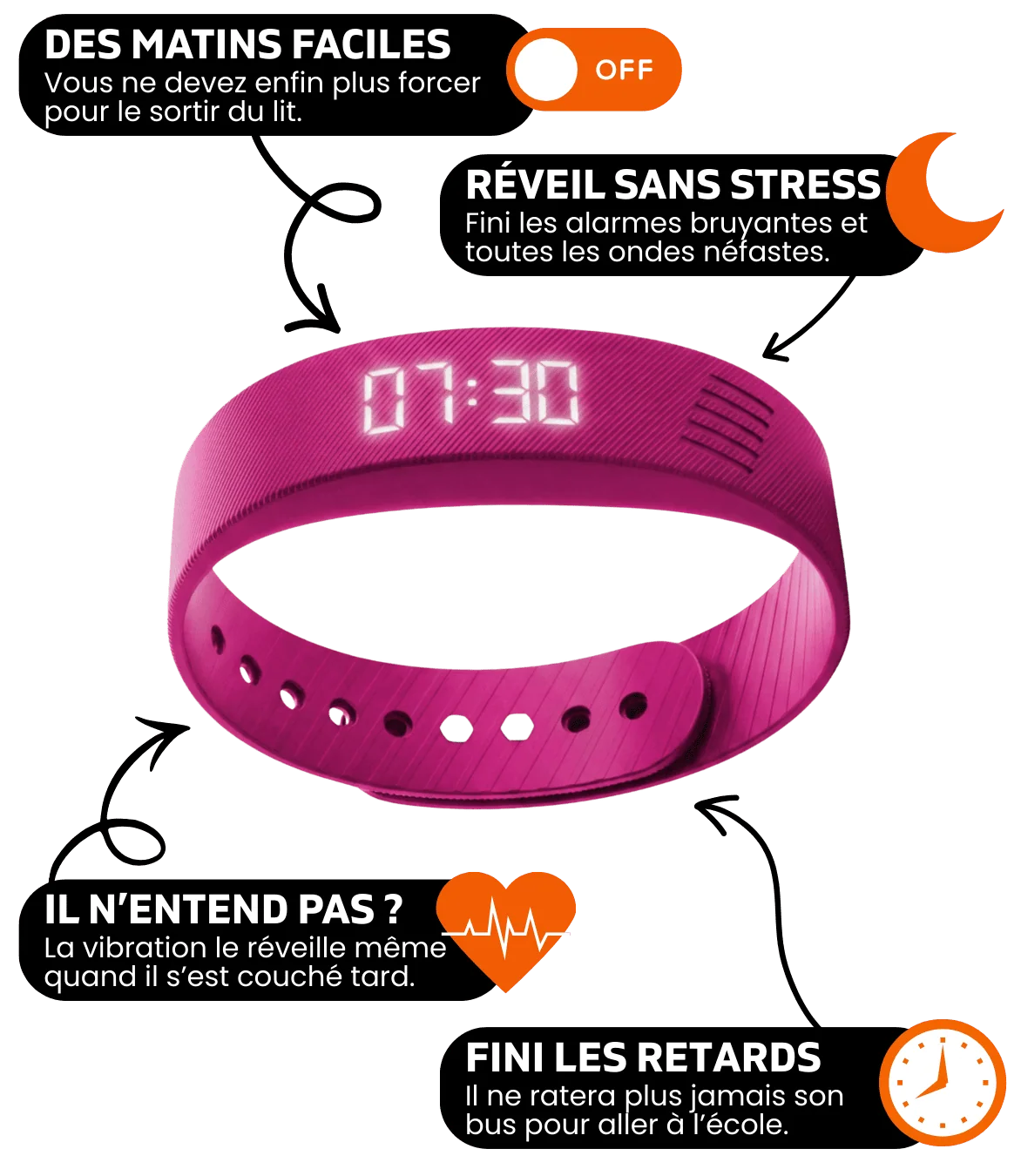 Bracelet réveil vibrant annoté